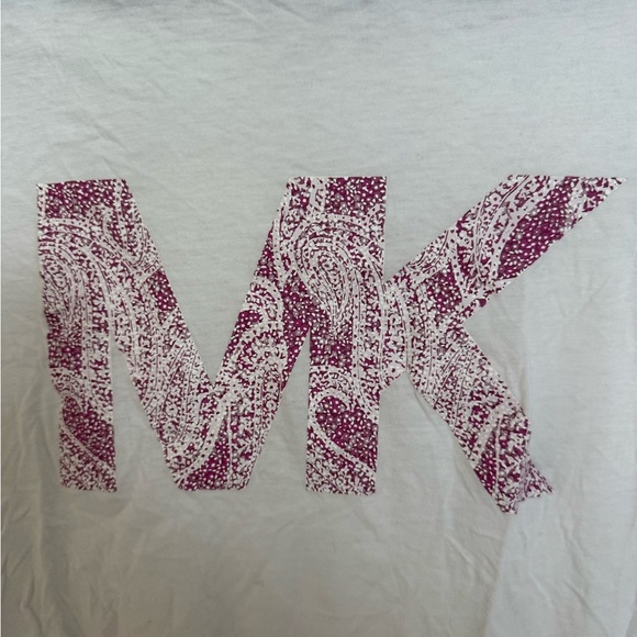 Michael Kors White Tee with Pink Logo - Picture 3 of 6